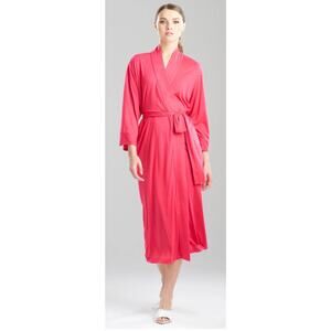 Natori Congo Jersey Knit Robe Medium Pink Beets Tie Waist Lounge Robe